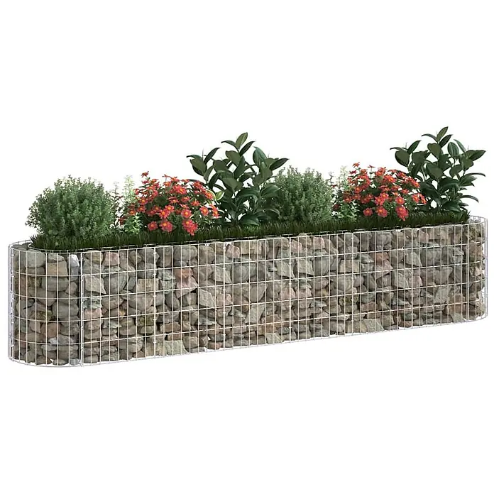 Furnicato Gabionen-Hochbeet verzinktes Eisen - 260 x 50 x 50 cm, Metall, Fassungsvermögen Erde: 650 g