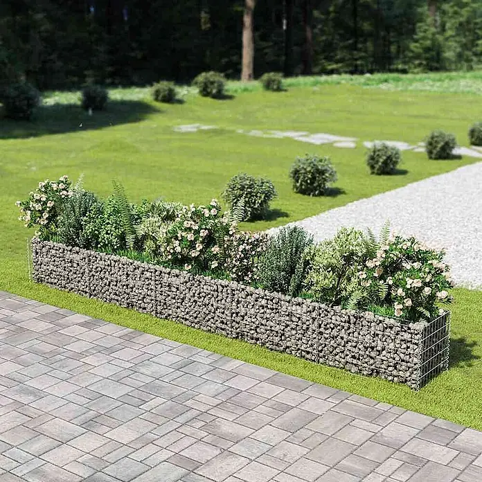 Furnicato Gabionen-Hochbeet verzinkter Stahl - 450 x 50 x 50 cm, Stahl, Fassungsvermögen Erde: 675 g