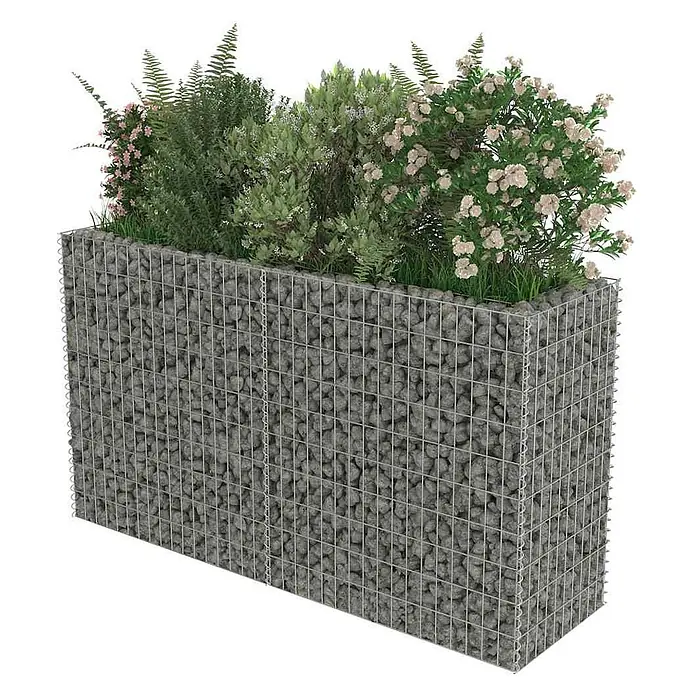 Furnicato Gabionen-Hochbeet verzinkter Stahl - 180 x 50 x 100 cm, Stahl, Fassungsvermögen Erde: 480 g