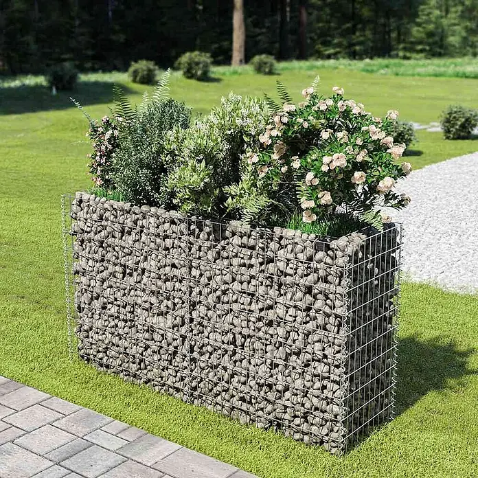 Furnicato Gabionen-Hochbeet verzinkter Stahl - 180 x 50 x 100 cm, Stahl, Fassungsvermögen Erde: 480 g