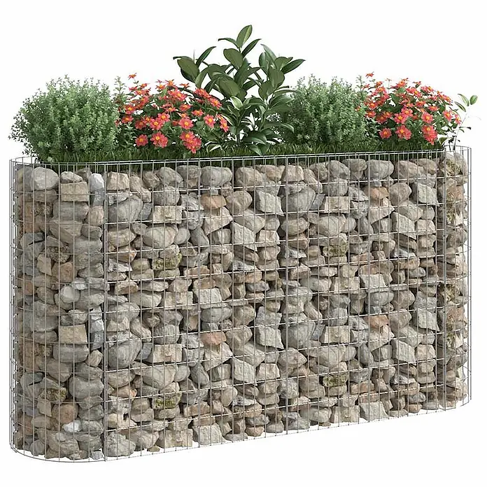 Furnicato Gabionen-Hochbeet verzinktes Eisen - 190 x 50 x 100 cm, Metall, Fassungsvermögen Erde: 950 g