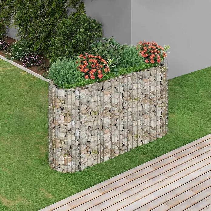 Furnicato Gabionen-Hochbeet verzinktes Eisen - 190 x 50 x 100 cm, Metall, Fassungsvermögen Erde: 950 g
