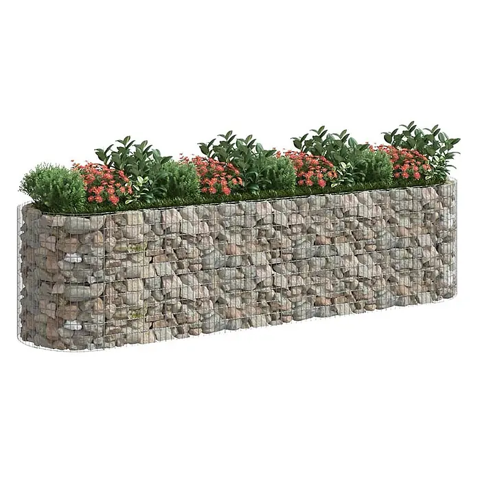 Furnicato Gabionen-Hochbeet verzinktes Eisen - 400 x 100 x 100 cm, Metall, Fassungsvermögen Erde: 4.000 g