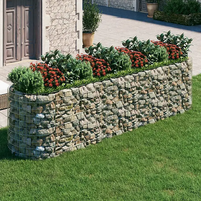 Furnicato Gabionen-Hochbeet verzinktes Eisen - 400 x 100 x 100 cm, Metall, Fassungsvermögen Erde: 4.000 g