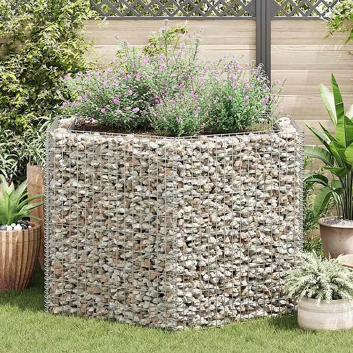 Furnicato Gabionen-Hochbeet verzinkter Stahl - 160 x 140 x 100 cm, Stahl, Fassungsvermögen Erde: 1.680 g