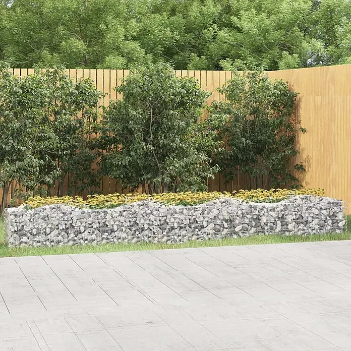Furnicato Gabionen-Hochbeet verzinktes Eisen - 400 x 50 x 50 cm, Metall, Fassungsvermögen Erde: 1.000 g