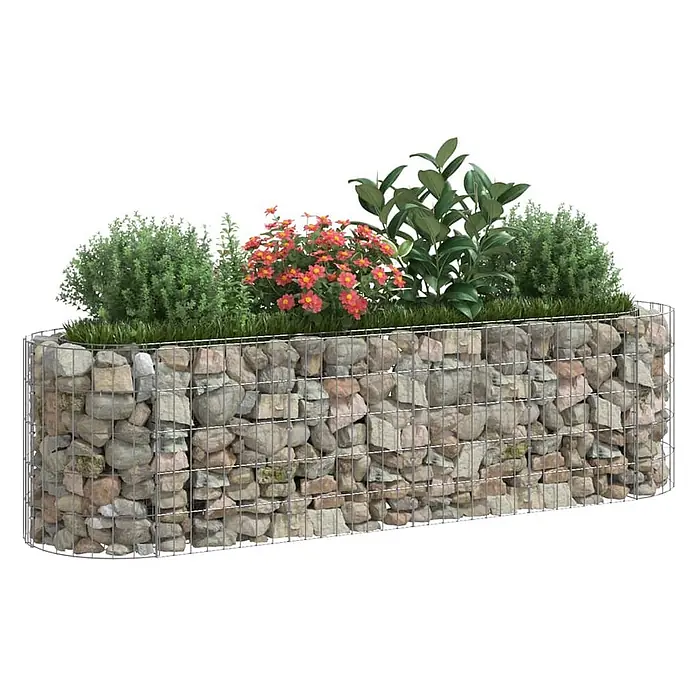Furnicato Gabionen-Hochbeet verzinktes Eisen - 190 x 50 x 50 cm, Metall, Fassungsvermögen Erde: 475 g