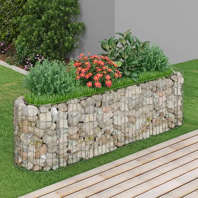 Furnicato Gabionen-Hochbeet verzinktes Eisen - 190 x 50 x 50 cm, Metall, Fassungsvermögen Erde: 475 g