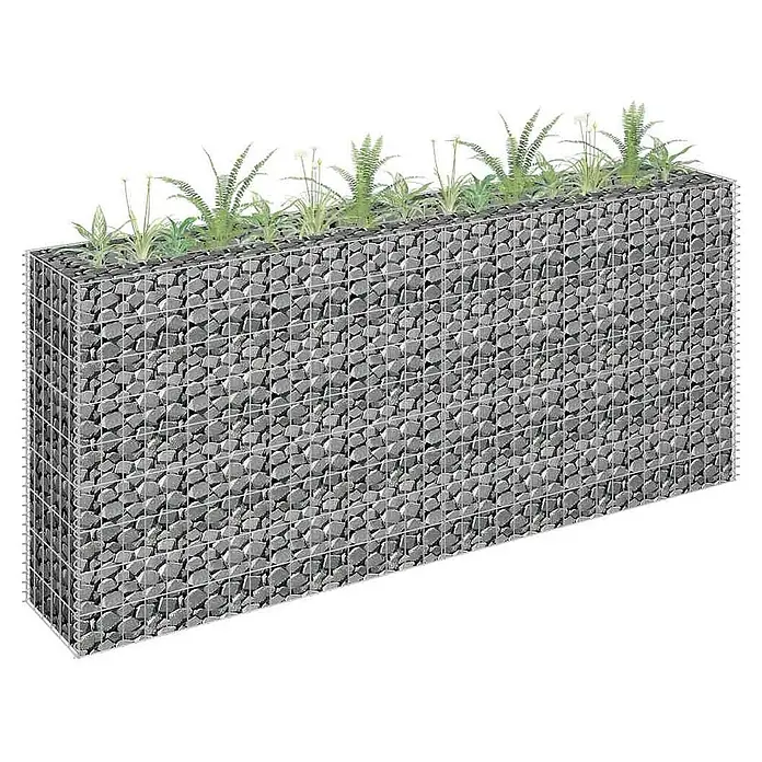 Furnicato Gabionen-Hochbeet Verzinkter Stahl - 180 x 30 x 90 cm, Stahl, Fassungsvermögen Erde: 144 g