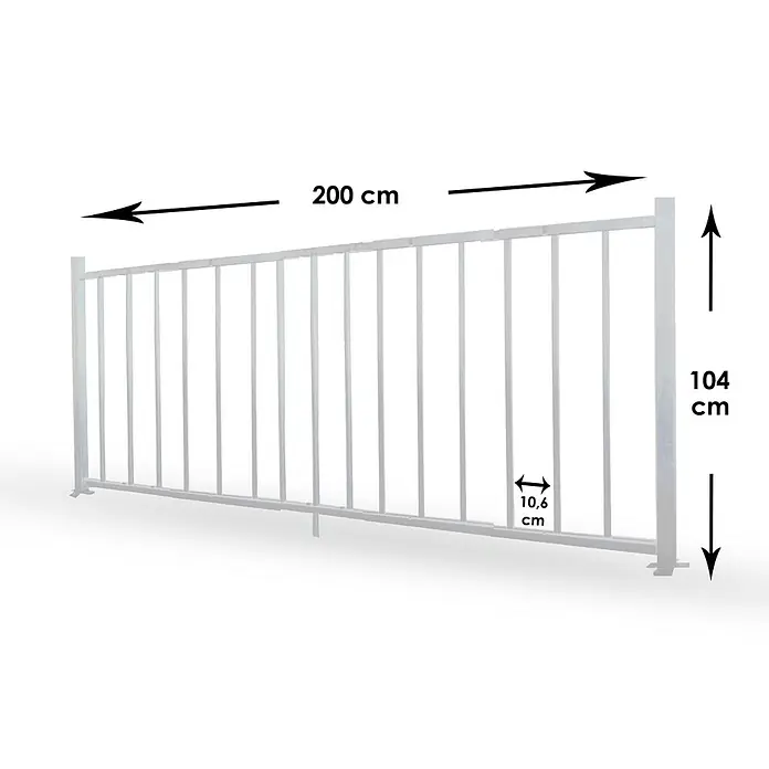 Adaptta Mattenzaun - 200 x 104 cm, Stahl, Weiß