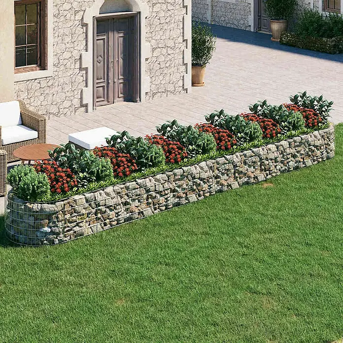 Furnicato Gabionen-Hochbeet verzinktes Eisen - 600 x 100 x 50 cm, Metall, Fassungsvermögen Erde: 3.000 g
