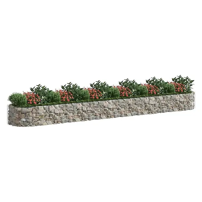 Furnicato Gabionen-Hochbeet verzinktes Eisen - 600 x 100 x 50 cm, Metall, Fassungsvermögen Erde: 3.000 g