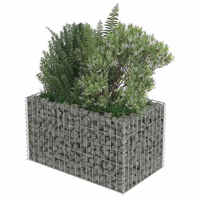 Furnicato Gabionen-Hochbeet verzinkter Stahl - 90 x 50 x 50 cm, Stahl, Fassungsvermögen Erde: 105 g