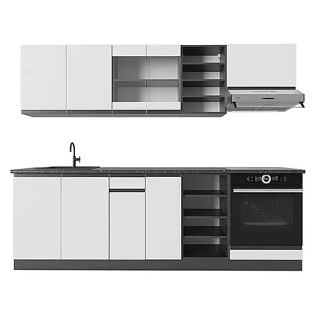 Vicco  Küchenzeile R-Line Weiß/Anthrazit J-Shape