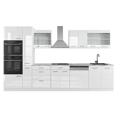 Vicco  Küchenzeile R-Line Weiß Hochglanz/Weiß mit Hochschrank, ohne Arbeitsplatte
