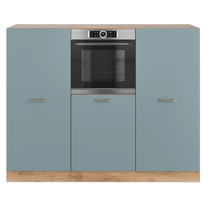 Vicco Küchenleerblock R-Line Blau-Grau/Goldkraft Eiche ohne Arbeitsplatte - Blau-Grau