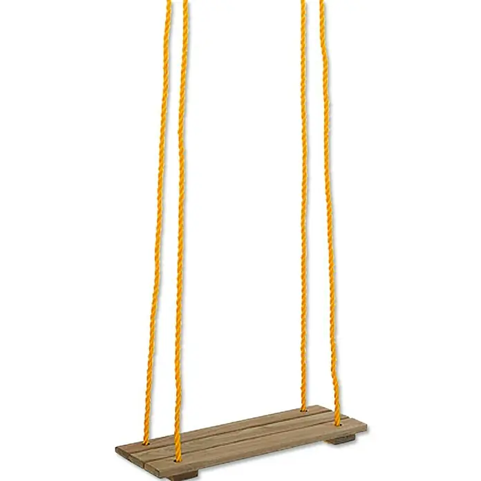 Conacord Brettschaukel - B x L: 14 x 40 cm, Holz - Holzschaukel mit gelben Seilen. Ideal für Kinder zum Spielen im Garten oder im Haus.