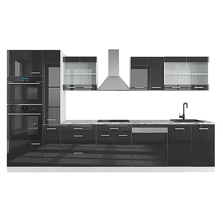 Vicco  Küchenzeile R-Line Anthrazit Hochglanz/Weiß mit Hochschrank, ohne Arbeitsplatte