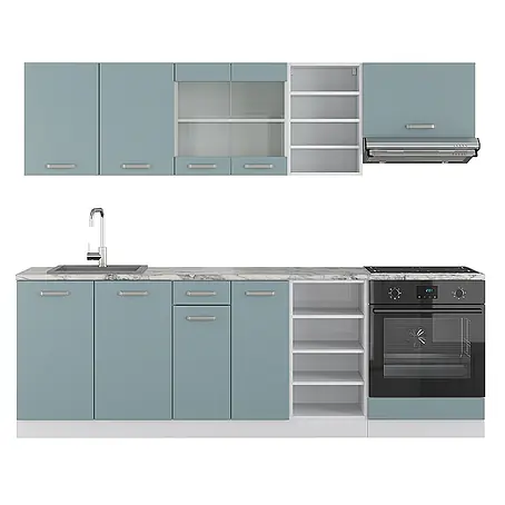 Vicco  Küchenzeile R-Line Blau-Grau/Weiß ohne Arbeitsplatte