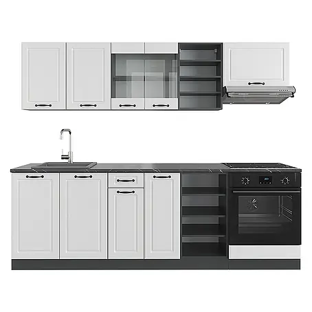 Vicco  Küchenzeile R-Line Weiß Landhaus/Anthrazit ohne Arbeitsplatte