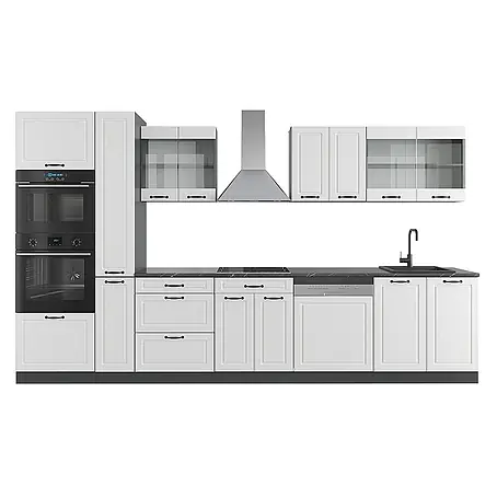 Vicco  Küchenzeile R-Line Weiß Landhaus/Anthrazit mit Hochschrank, ohne Arbeitsplatte