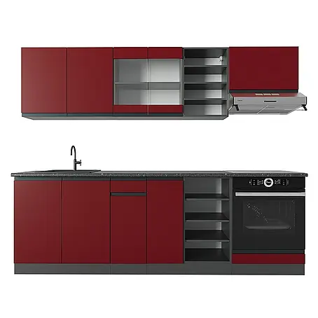 Vicco  Küchenzeile R-Line Rot/Anthrazit J-Shape
