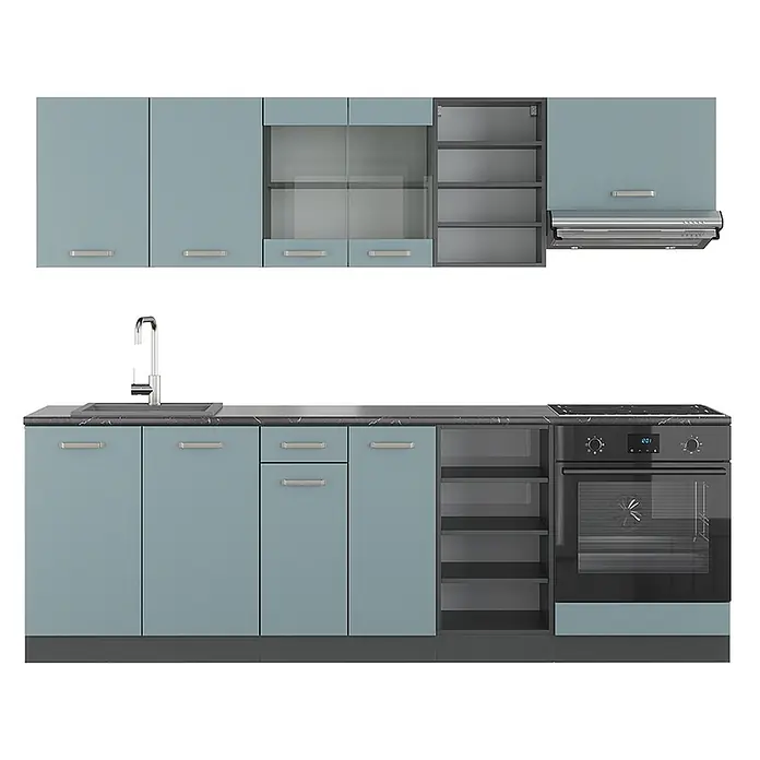 Vicco Küchenzeile R-Line Blau-Grau/Anthrazit ohne Arbeitsplatte - Blau-Grau, Ohne Elektrogeräte