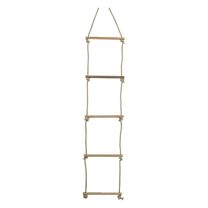 Conacord Strickleiter - Länge: 170 cm, Natur - Hängeleiter aus Holz und Seil mit vier Sprossen, ideal für Kinder zum Klettern und Spielen im Freien.