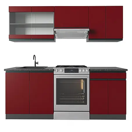 Küchenzeile R-Line 200 cm Rot Art.-Nr. 43145