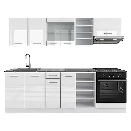 Vicco  Küchenzeile R-Line Weiß Hochglanz/Weiß, AP Anthrazit