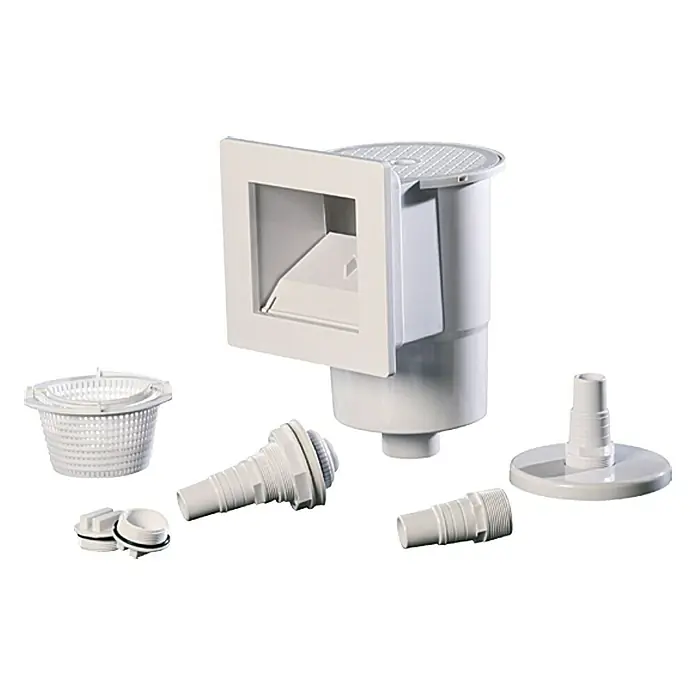 myPool Einbauskimmer-Set - Kunststoff - Schwimmbad Skimmer Set mit Korb, Anschlüssen und Zubehör für eine effiziente Reinigung und Wartung des Pools.