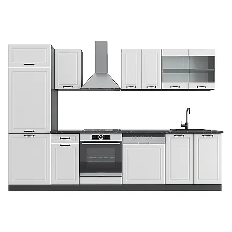 Vicco  Küchenzeile R-Line Weiß Landhaus/Anthrazit, AP Anthrazit