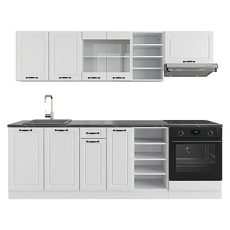Vicco  Küchenzeile R-Line Weiß Landhaus/Weiß, AP Anthrazit