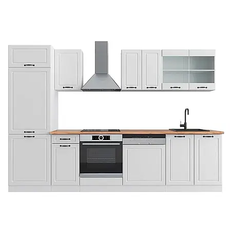 Vicco  Küchenzeile R-Line Weiß Landhaus/Weiß, AP Eiche