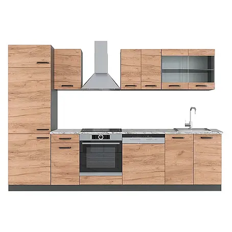Küchenzeile R-Line 300 cm Goldkraft Eiche Art.-Nr. 43002