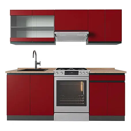Küchenzeile R-Line 200 cm Rot Art.-Nr. 43129