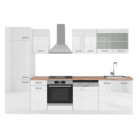 Vicco  Küchenzeile R-Line Weiß Hochglanz/Weiß, AP Eiche