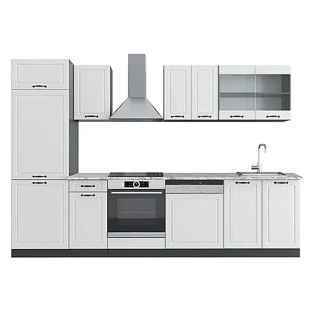 Vicco  Küchenzeile R-Line Weiß Landhaus/Anthrazit, AP Marmor