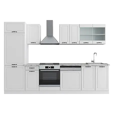 Vicco  Küchenzeile R-Line Weiß Landhaus/Weiß, AP Marmor