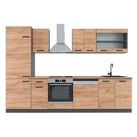 Küchenzeile R-Line 300 cm Goldkraft Eiche Art.-Nr. 42992