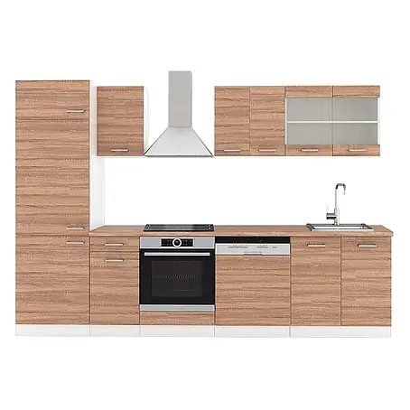 Vicco Küchenzeile R-Line, Sonoma/Weiß, 300 cm