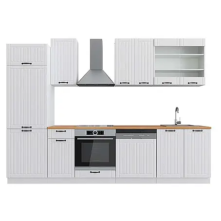 Vicco  Küchenzeile Fame-Line Weiß Landhaus/Weiß, AP Eiche