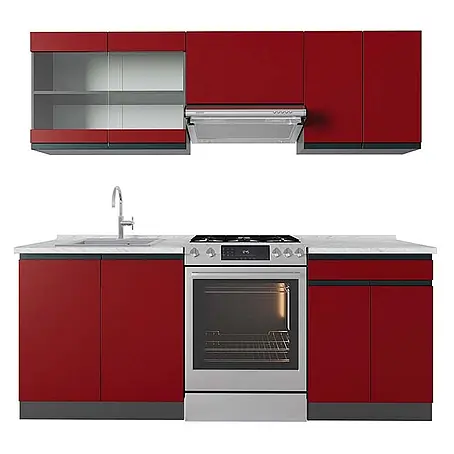 Küchenzeile R-Line 200 cm Rot Art.-Nr. 43130