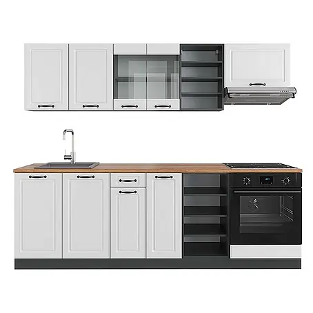 Vicco  Küchenzeile R-Line Weiß Landhaus/Anthrazit, AP Eiche