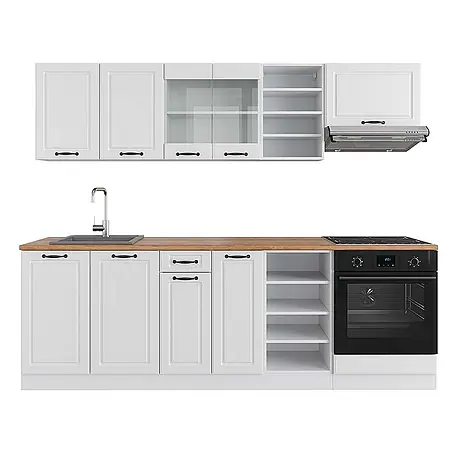 Vicco  Küchenzeile R-Line Weiß Landhaus/Weiß, AP Eiche