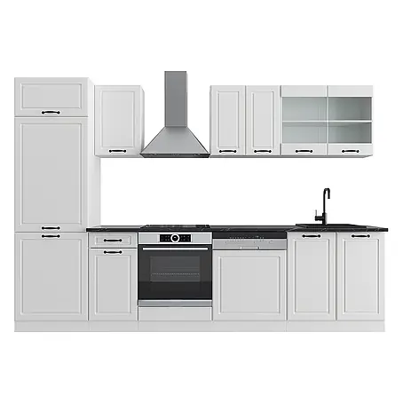 Vicco  Küchenzeile R-Line Weiß Landhaus/Weiß, AP Anthrazit
