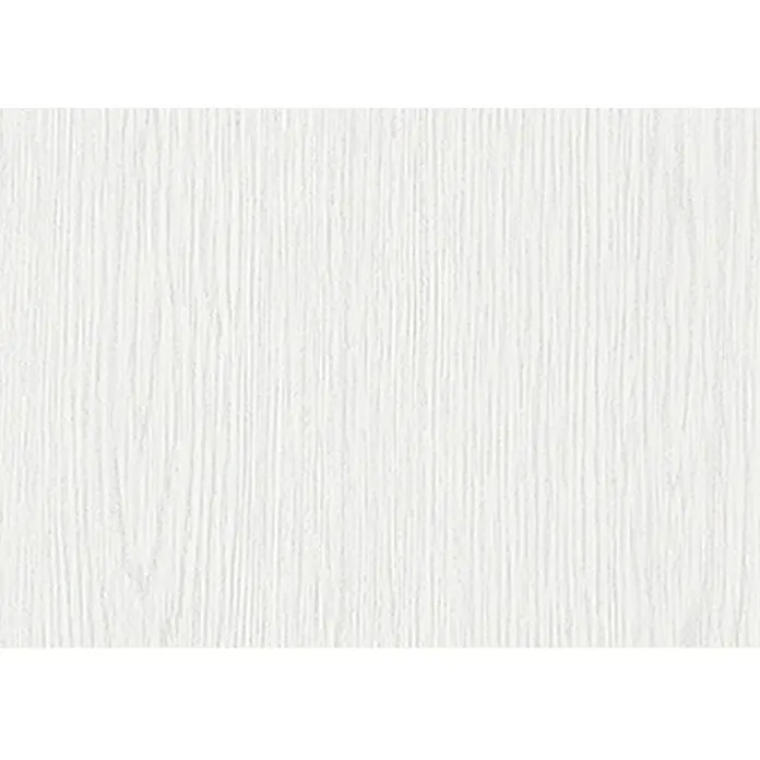D-c-fix Holzoptikfolie Whitewood - 200 x 67,5 cm, Weiß, Selbstklebend - Nahaufnahme eines weiß getünchten Holzfurniers mit einer subtilen, vertikalen Maserung, die eine natürliche und schlichte Ästhetik ausstrahlt.