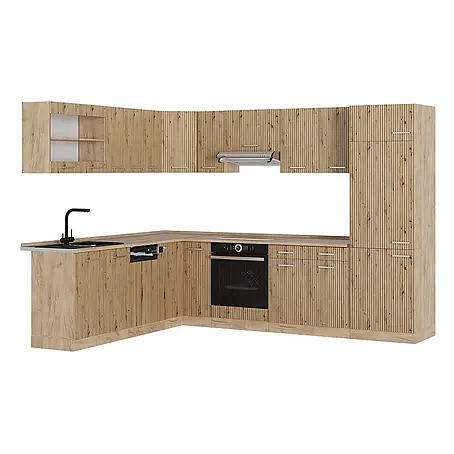Vicco  Eckküche R-Line Artisan-Eiche/Goldkraft Eiche ohne Arbeitsplatte