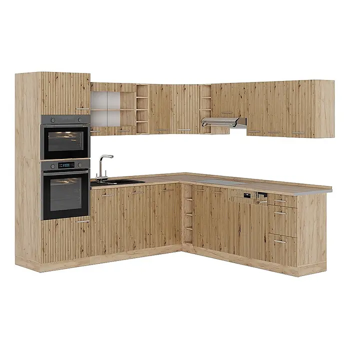 Vicco Eckküche R-Line Artisan-Eiche/Goldkraft Eiche ohne Arbeitsplatte - Artisan-Eiche, Ohne Elektrogeräte