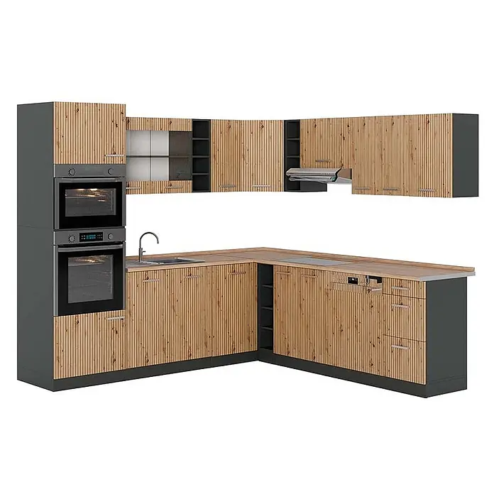 Vicco Eckküche R-Line Artisan Eiche/Anthrazit, AP Eiche - Artisan-Eiche, Ohne Elektrogeräte